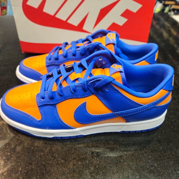 Sz 9.5 Nike Dunk Low Retro sneakers in blue and orange - Picture 4 of 10